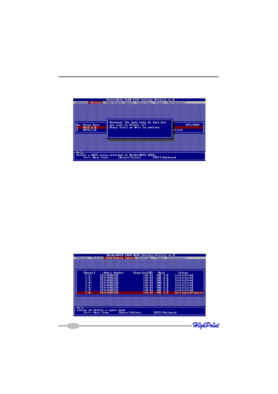 4 - adding/remove spare disks | HighPoint RocketRAID 2680SGL User Manual | Page 20 / 35