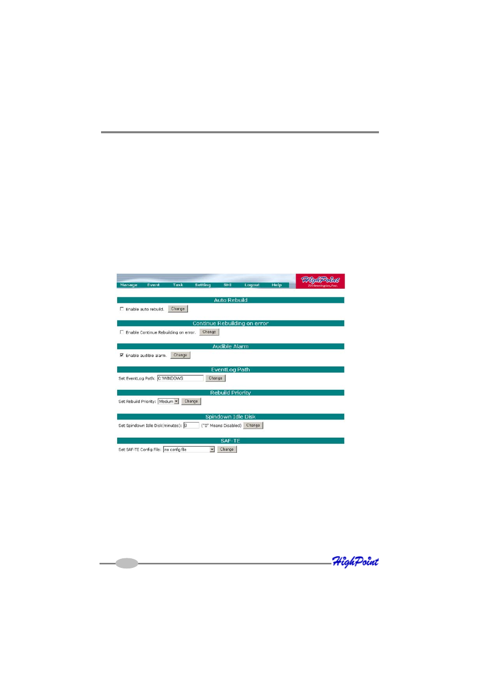 7 - settings | HighPoint RocketRAID 2644X4 User Manual | Page 44 / 84