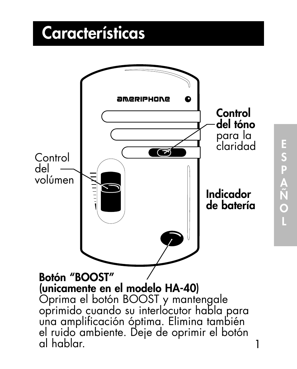 Características | Ameriphone HA40 User Manual | Page 28 / 50