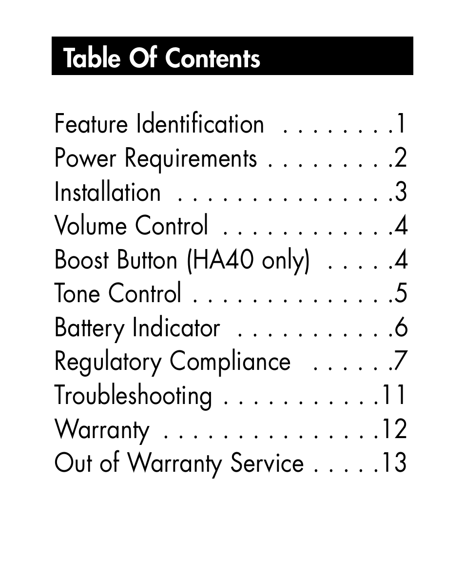 Ameriphone HA40 User Manual | Page 3 / 50