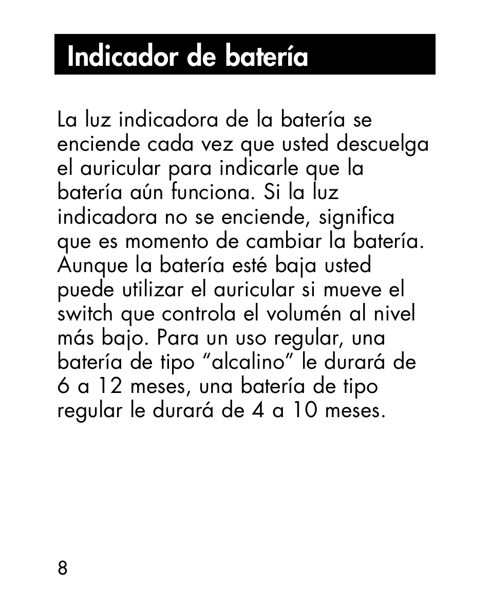 Indicador de batería | Ameriphone HA40 User Manual | Page 35 / 50