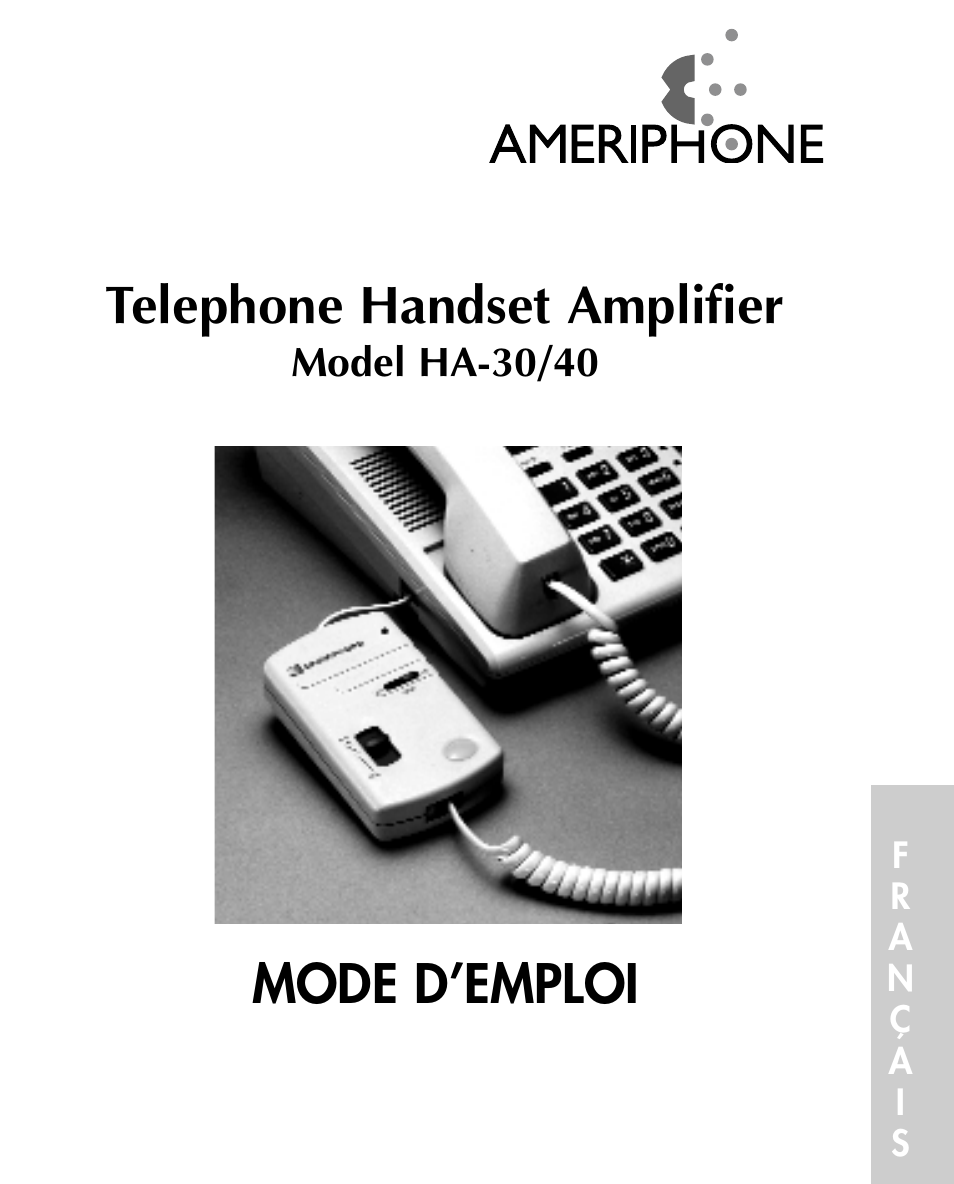 Mode d’emploi telephone handset amplifier | Ameriphone HA40 User Manual | Page 39 / 50