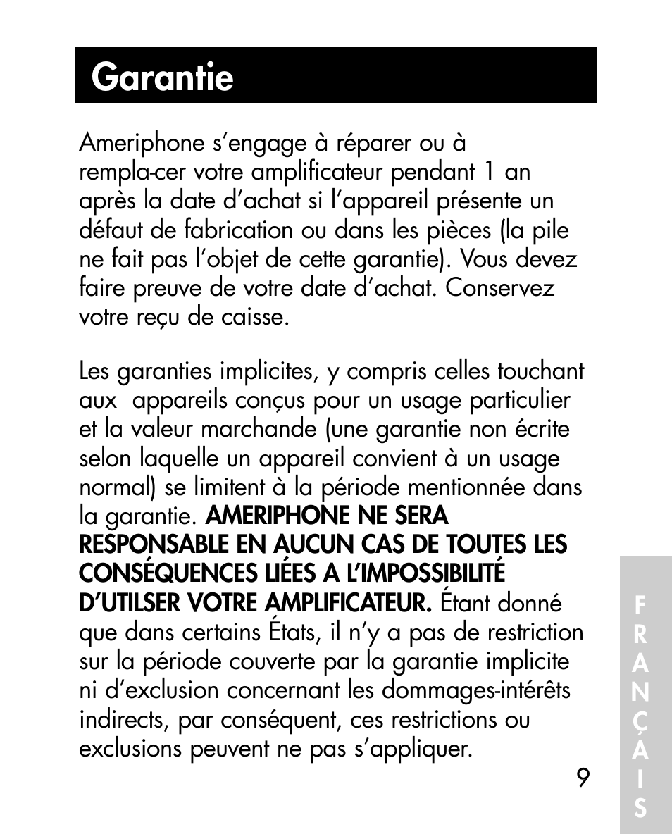 Garantie | Ameriphone HA40 User Manual | Page 49 / 50