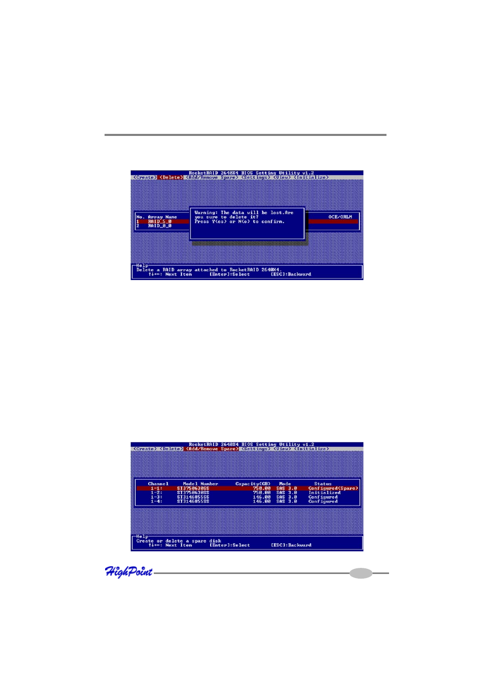 4 - adding/remove spare disks | HighPoint RocketRAID 2640X1 User Manual | Page 19 / 35