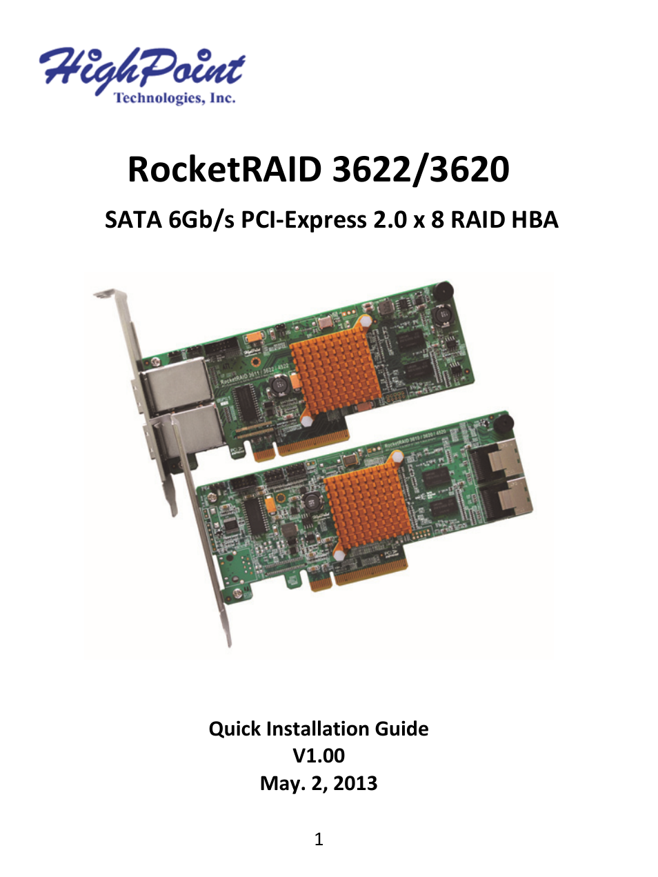 HighPoint RocketRAID 362x User Manual | 8 pages