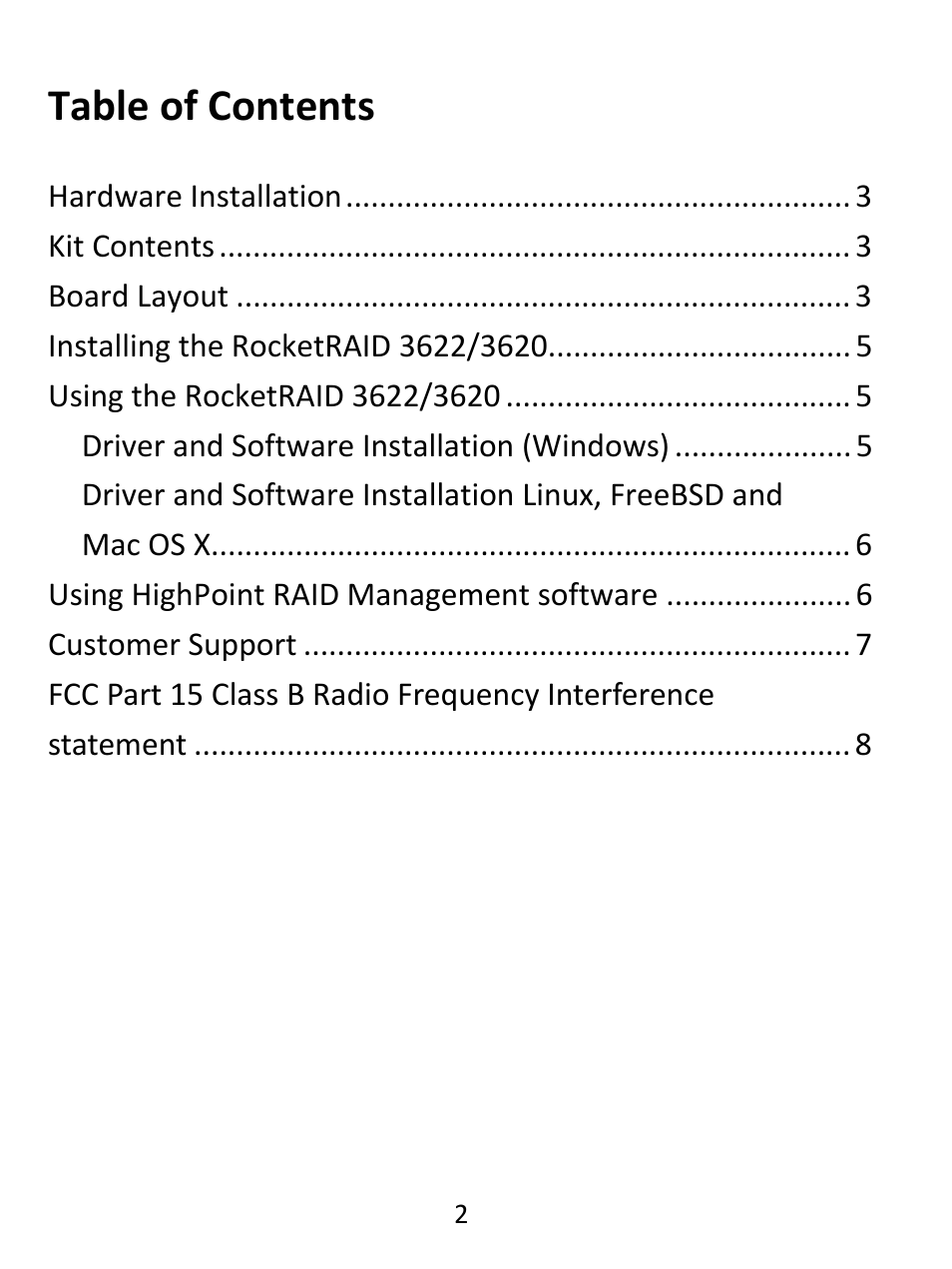HighPoint RocketRAID 362x User Manual | Page 2 / 8