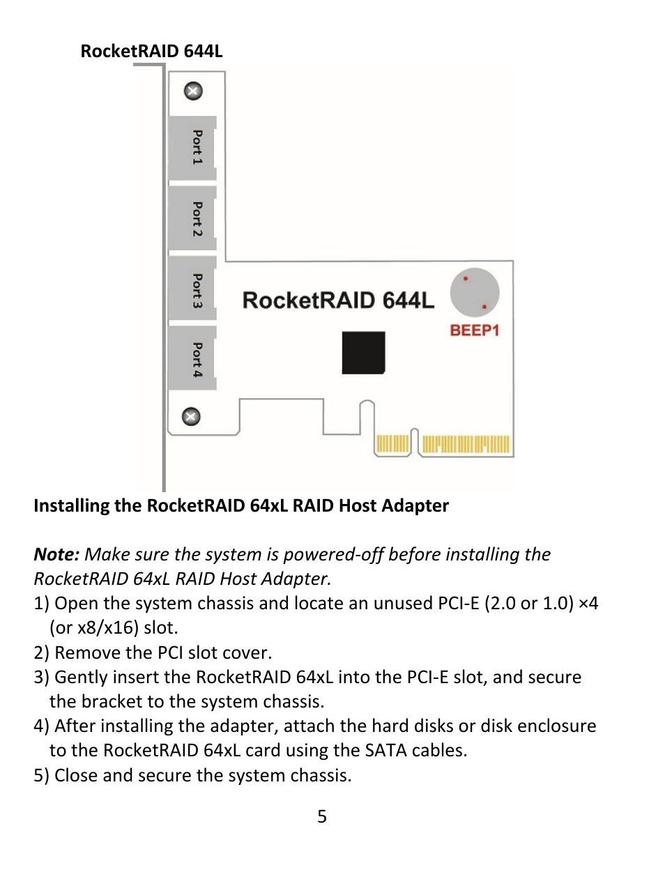 HighPoint RocketRAID 644LS User Manual | Page 5 / 8