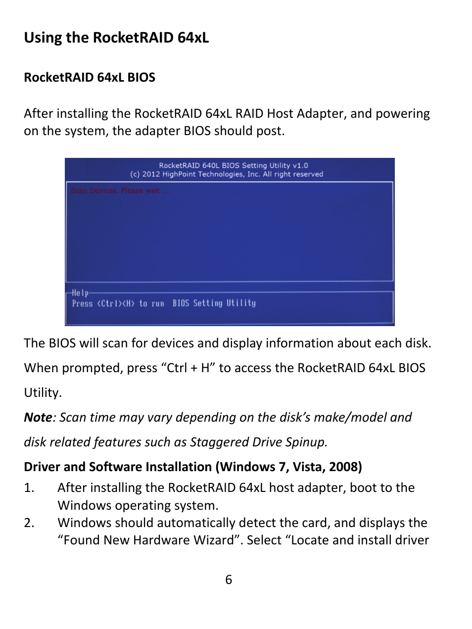 Using the rocketraid 64xl | HighPoint RocketRAID 644LS User Manual | Page 6 / 8