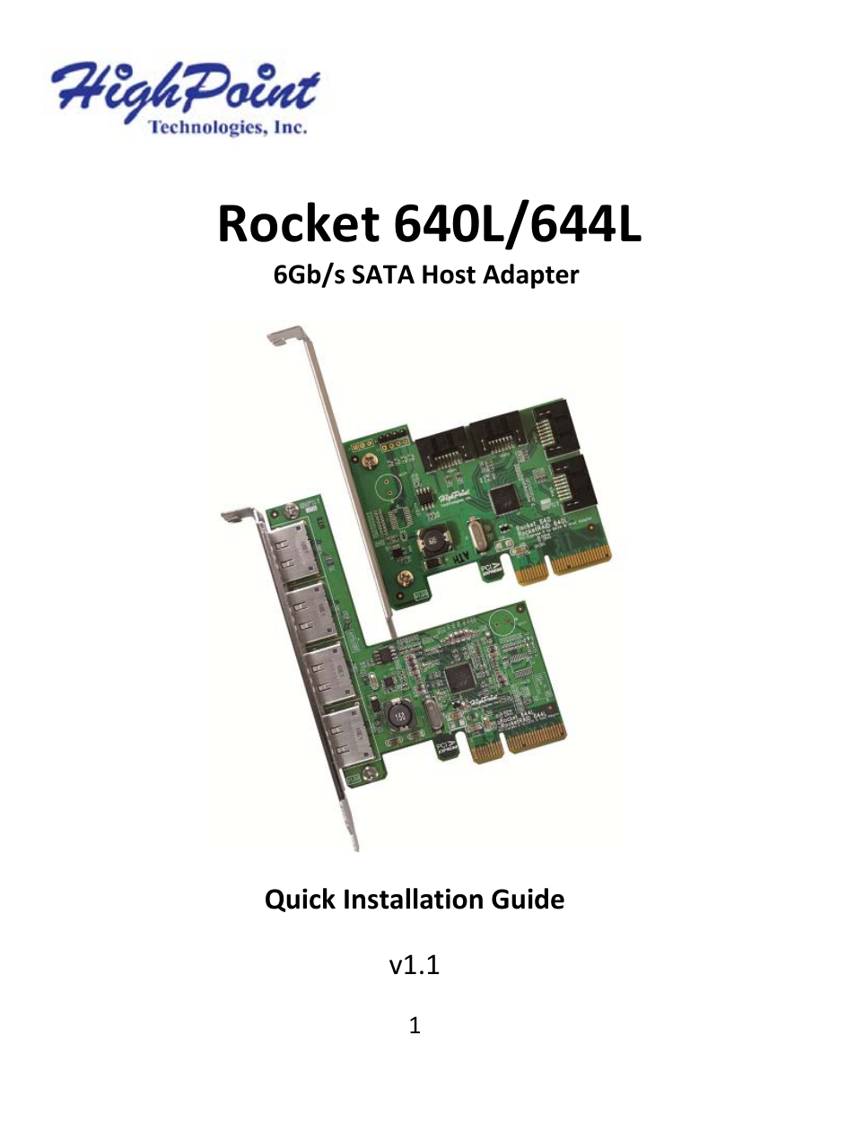 HighPoint Rocket 644L User Manual | 8 pages