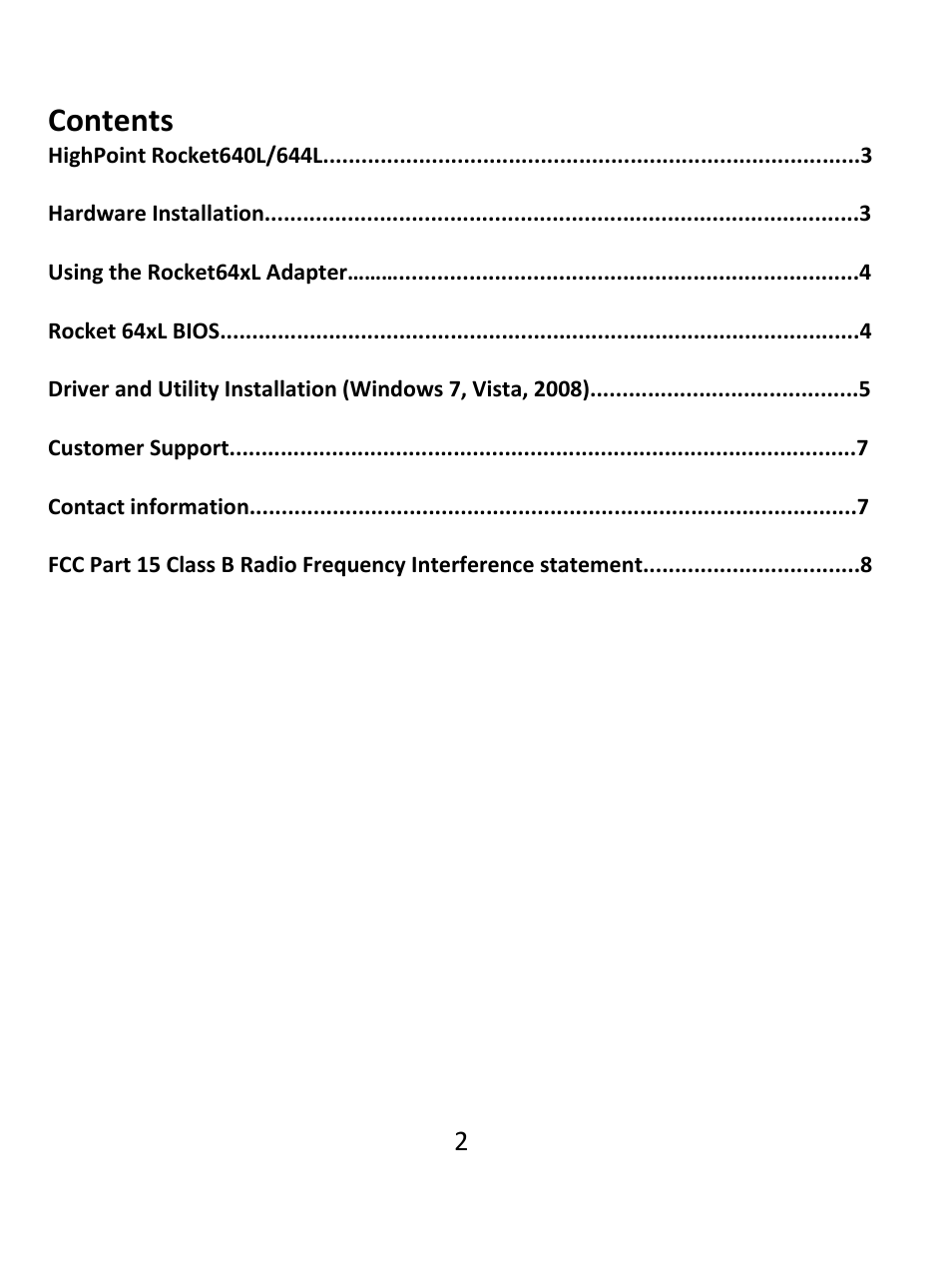 HighPoint Rocket 644L User Manual | Page 2 / 8