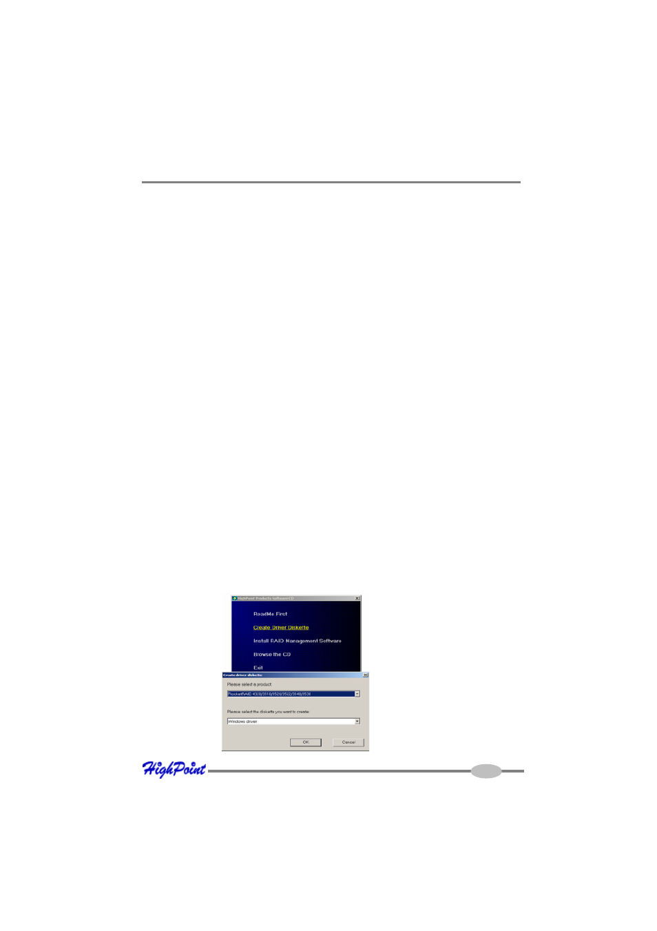 Highpoint raid management and device driver cd, 1 - creating a driver diskette | HighPoint RocketRAID 3522 User Manual | Page 41 / 62