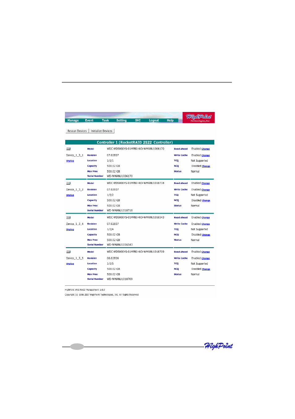 4 device management | HighPoint RocketRAID 2522 User Manual | Page 80 / 90