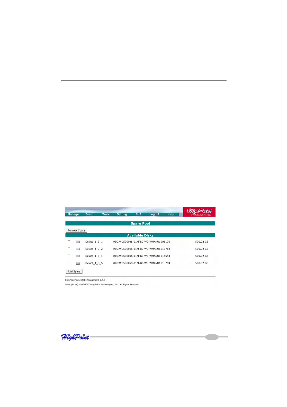 5 configuring spare disks | HighPoint RocketRAID 2522 User Manual | Page 83 / 90