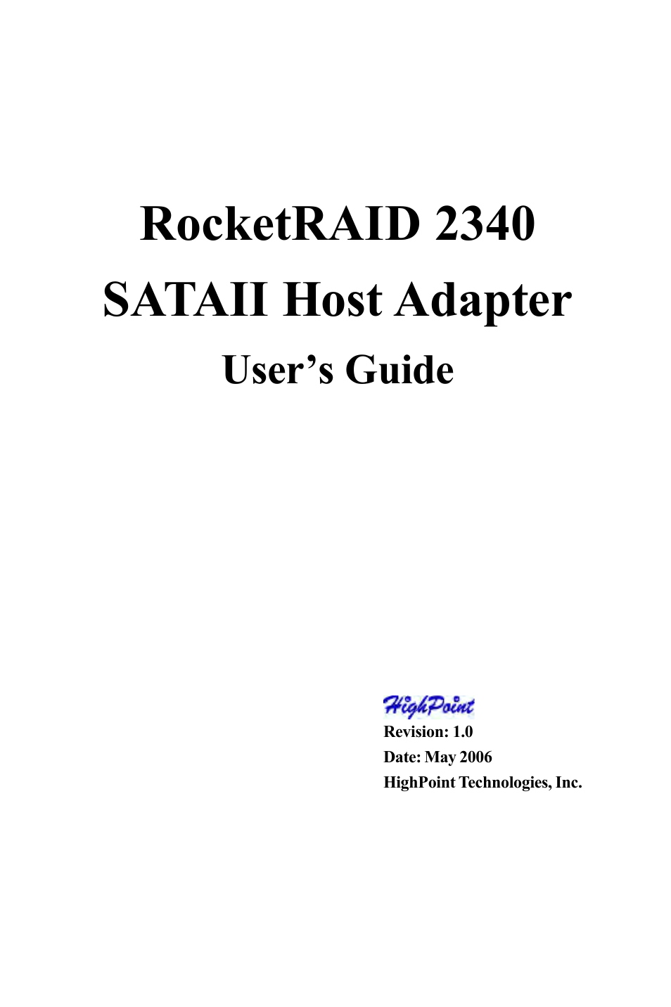 HighPoint RocketRAID 2340 User Manual | 76 pages