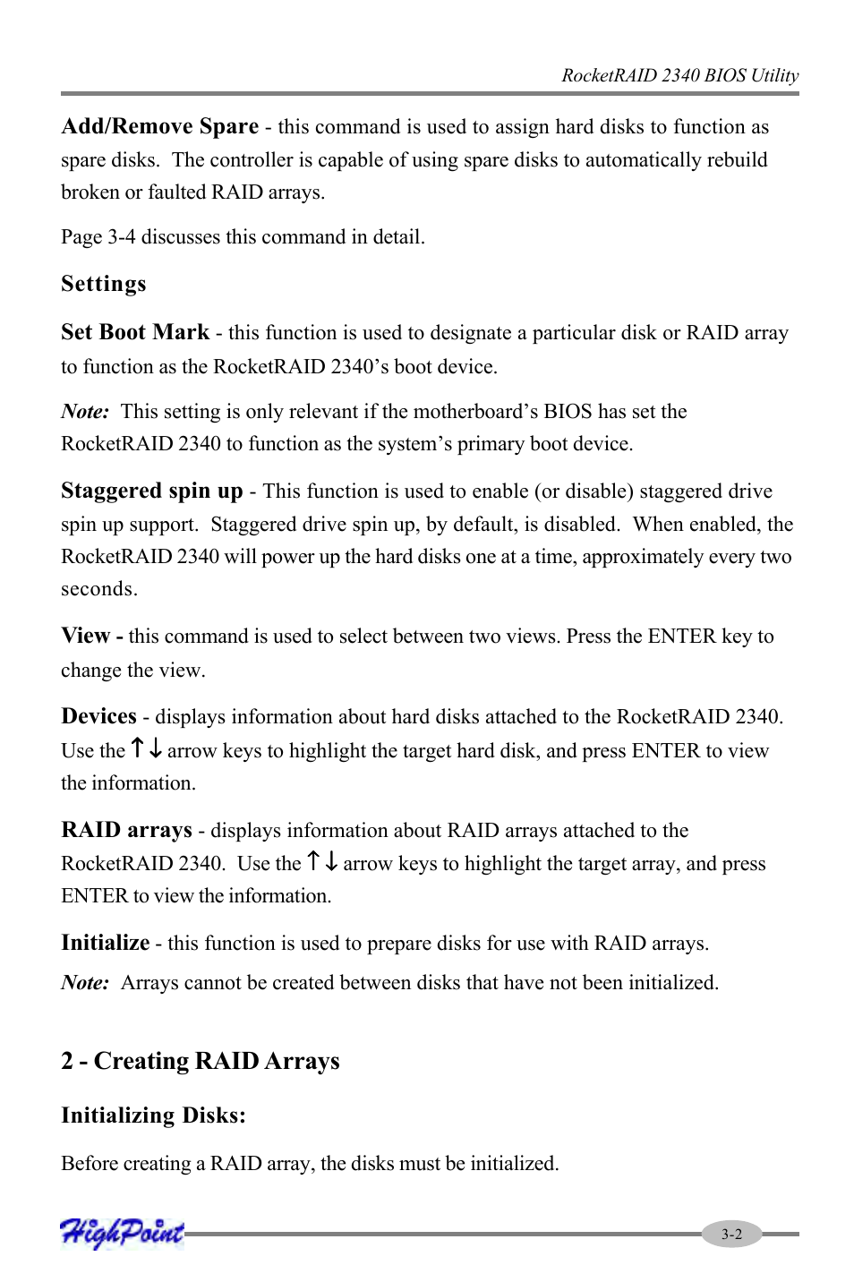 2 - creating raid arrays | HighPoint RocketRAID 2340 User Manual | Page 17 / 76