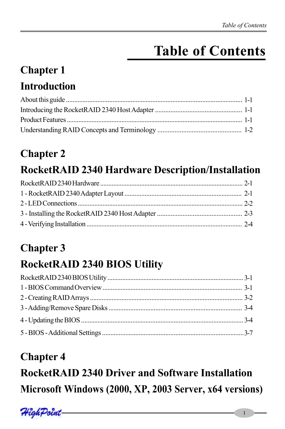 HighPoint RocketRAID 2340 User Manual | Page 3 / 76