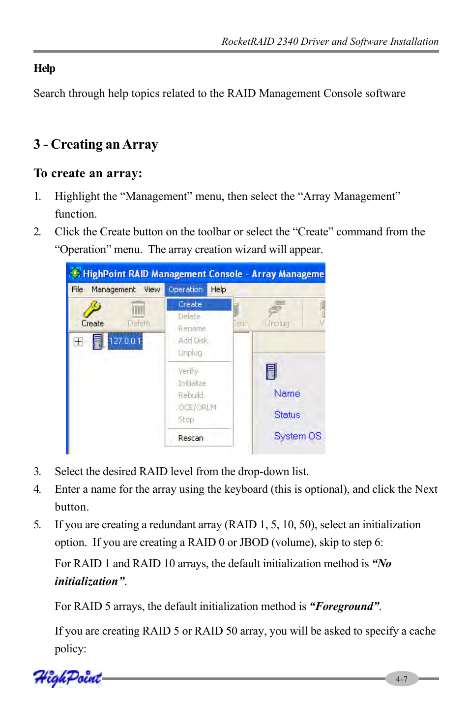 3 - creating an array | HighPoint RocketRAID 2340 User Manual | Page 31 / 76