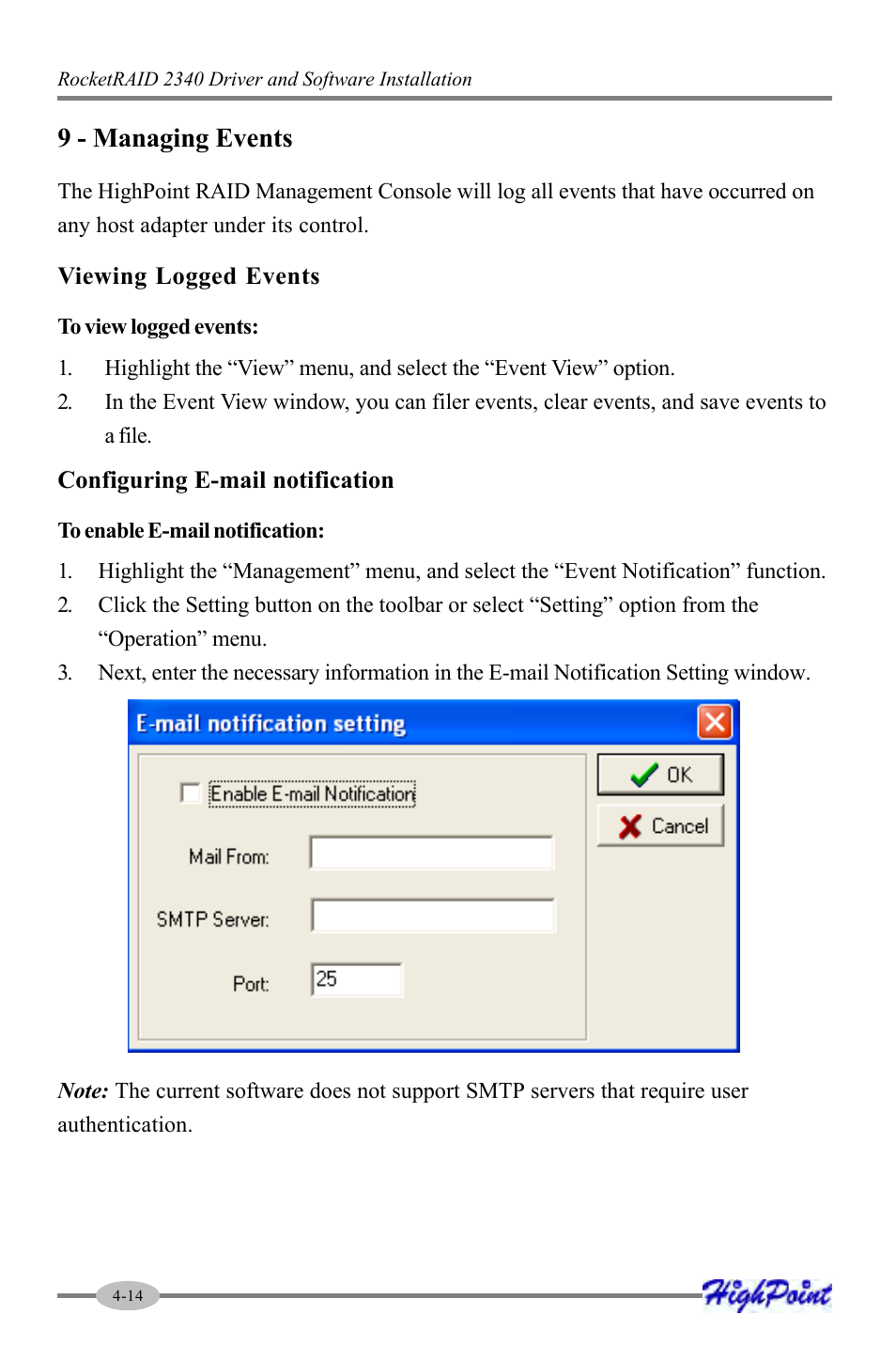 9 - managing events | HighPoint RocketRAID 2340 User Manual | Page 38 / 76