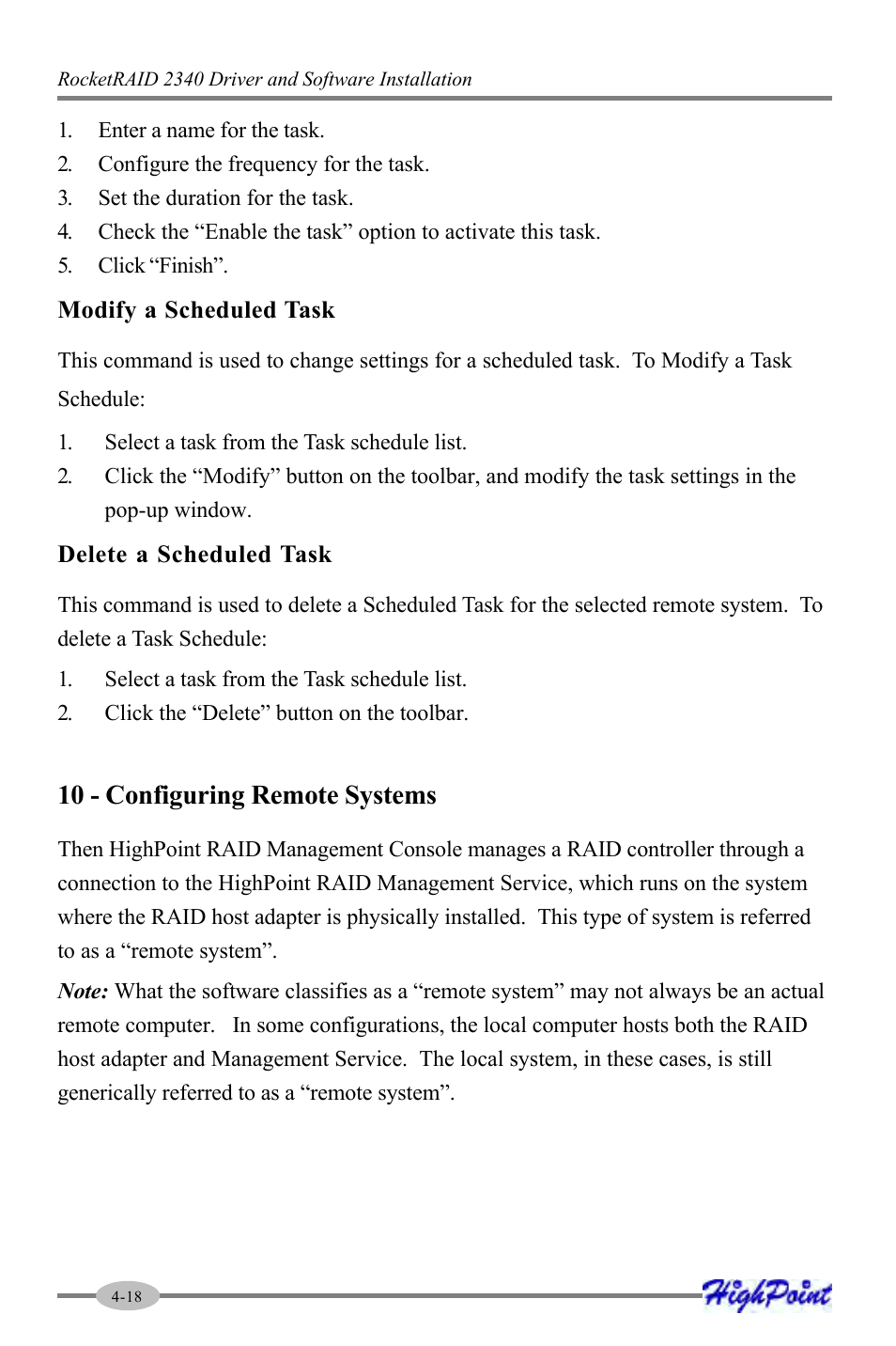 10 - configuring remote systems | HighPoint RocketRAID 2340 User Manual | Page 42 / 76
