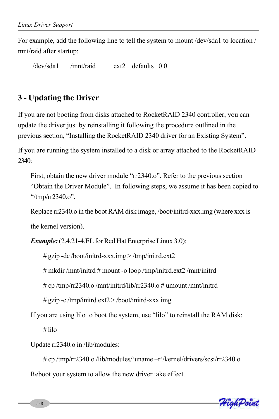 3 - updating the driver | HighPoint RocketRAID 2340 User Manual | Page 58 / 76