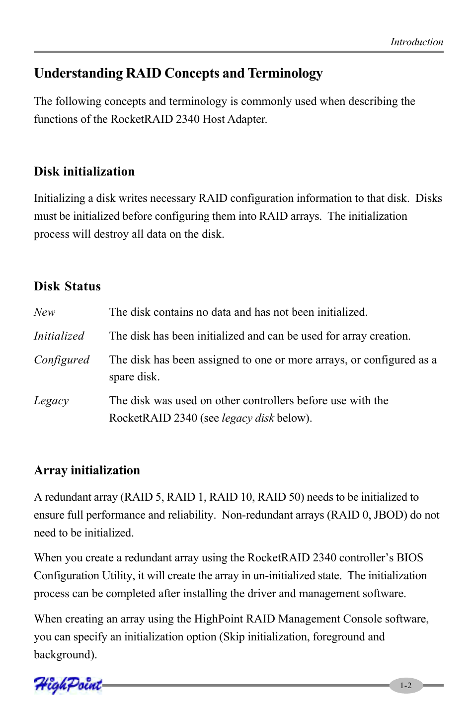 Understanding raid concepts and terminology | HighPoint RocketRAID 2340 User Manual | Page 7 / 76