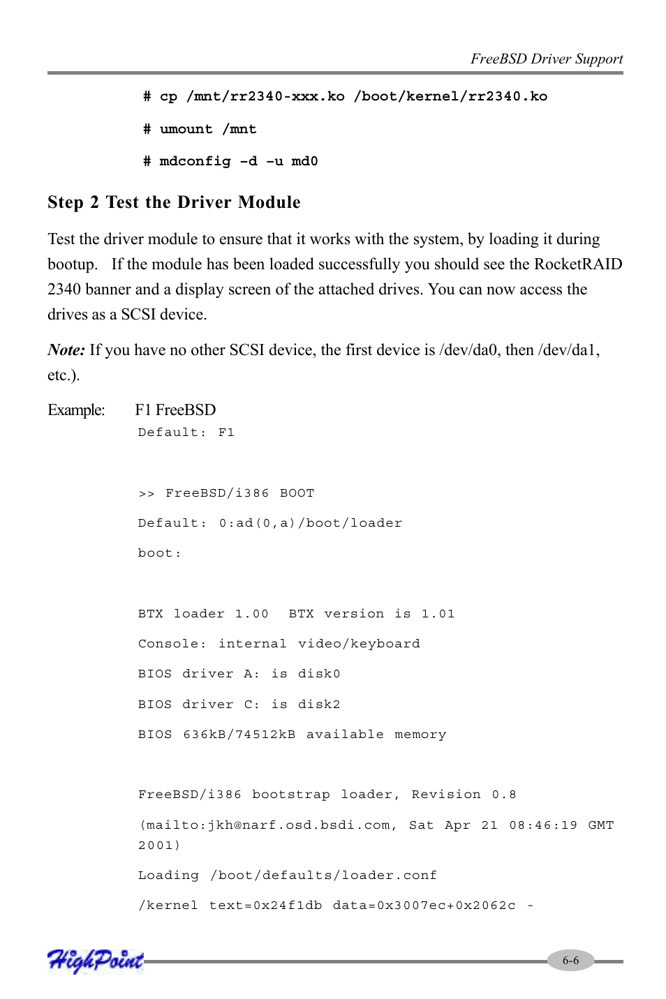 Step 2 test the driver module | HighPoint RocketRAID 2340 User Manual | Page 71 / 76