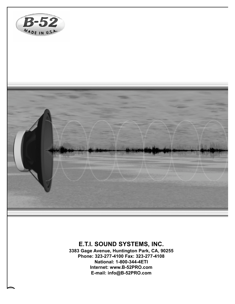E.t.i. sound systems, inc | Audio Pro SP-18 User Manual | Page 8 / 8