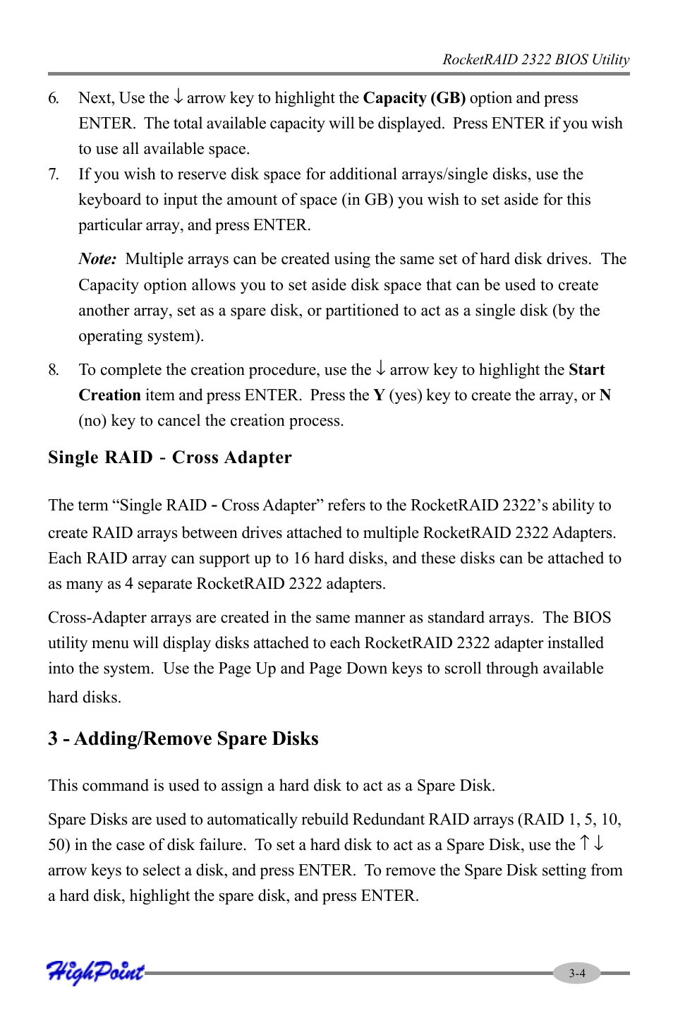 3 - adding/remove spare disks | HighPoint RocketRAID 2322 User Manual | Page 19 / 73