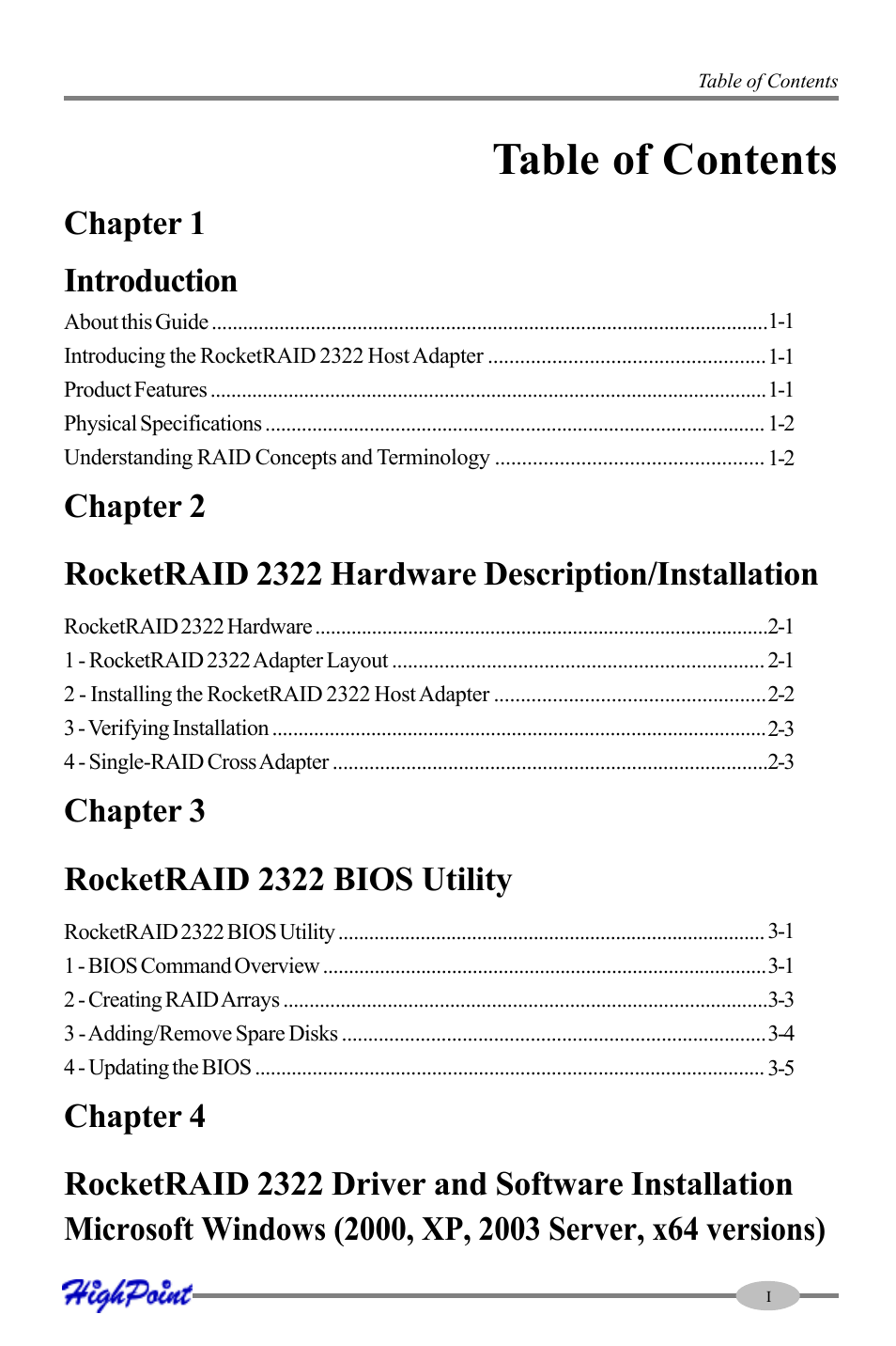 HighPoint RocketRAID 2322 User Manual | Page 3 / 73