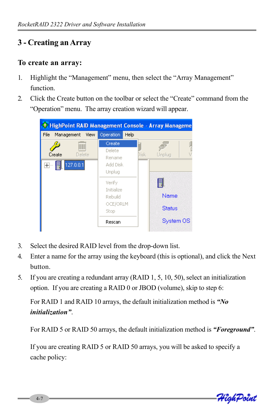 3 - creating an array | HighPoint RocketRAID 2322 User Manual | Page 30 / 73