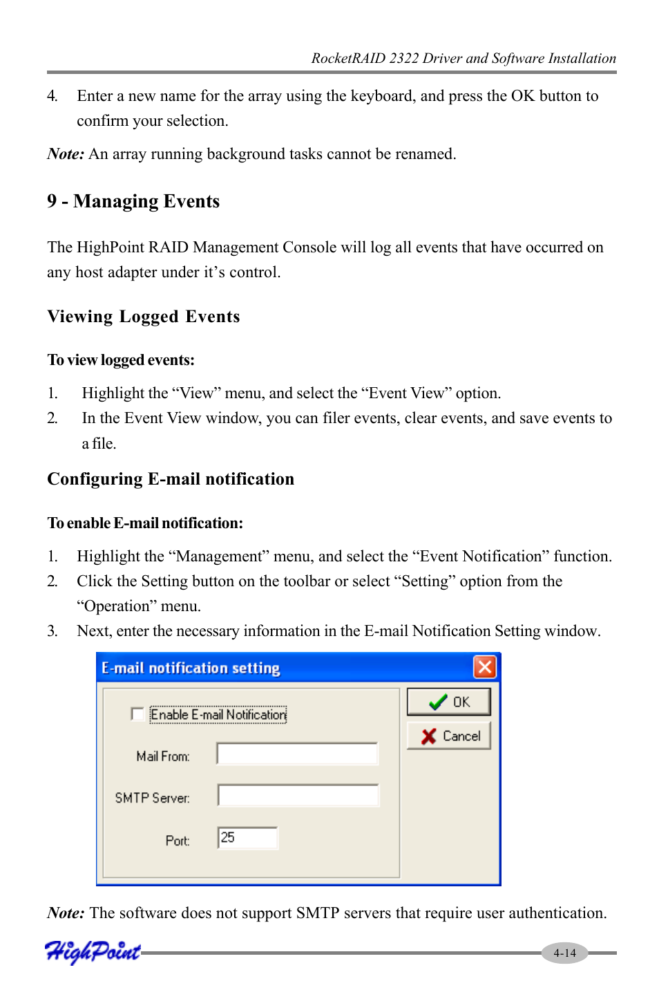 9 - managing events | HighPoint RocketRAID 2322 User Manual | Page 37 / 73