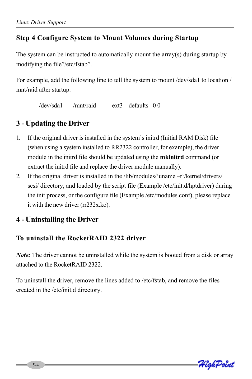 3 - updating the driver, 4 - uninstalling the driver | HighPoint RocketRAID 2322 User Manual | Page 52 / 73