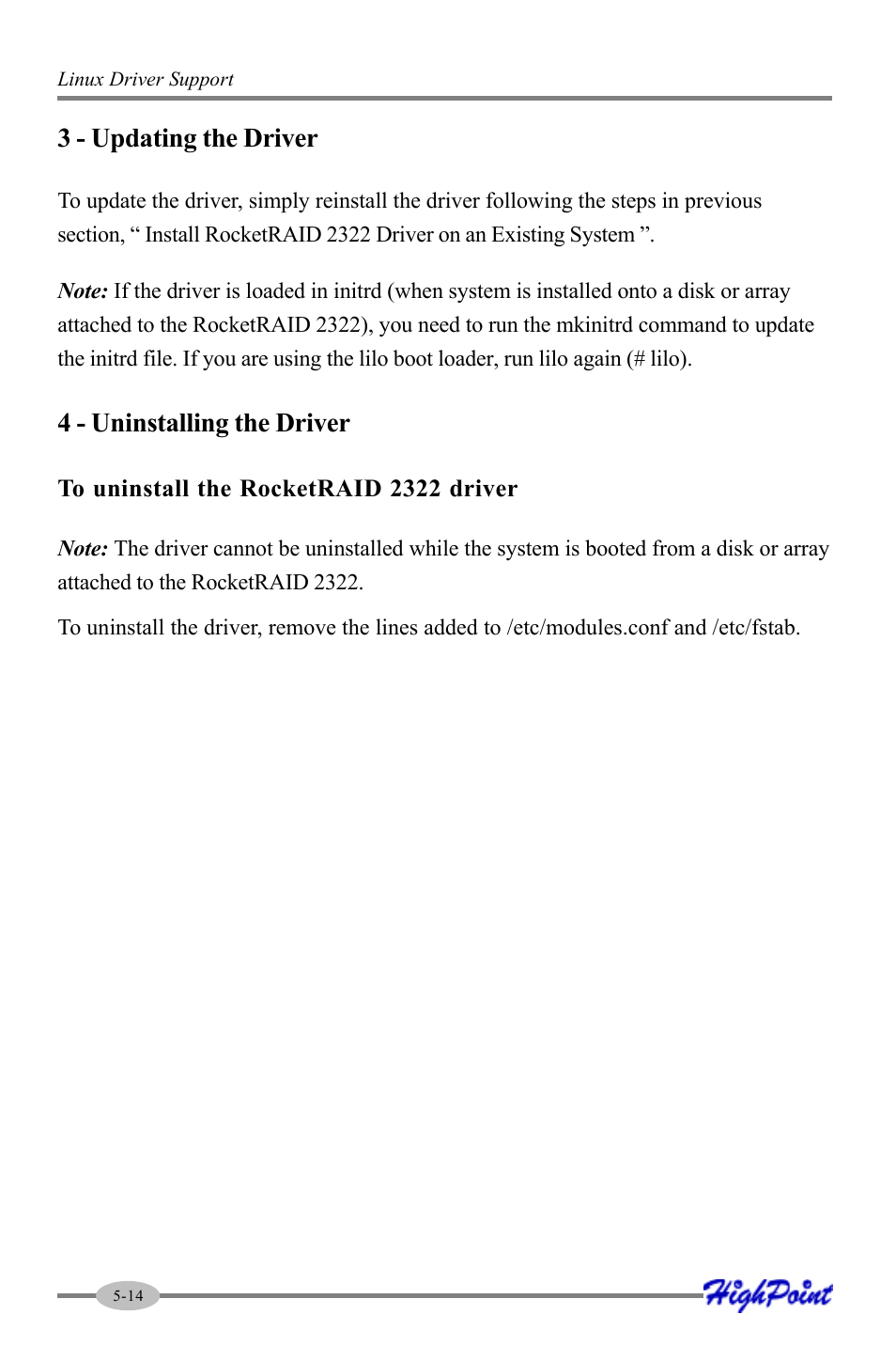 3 - updating the driver, 4 - uninstalling the driver | HighPoint RocketRAID 2322 User Manual | Page 62 / 73