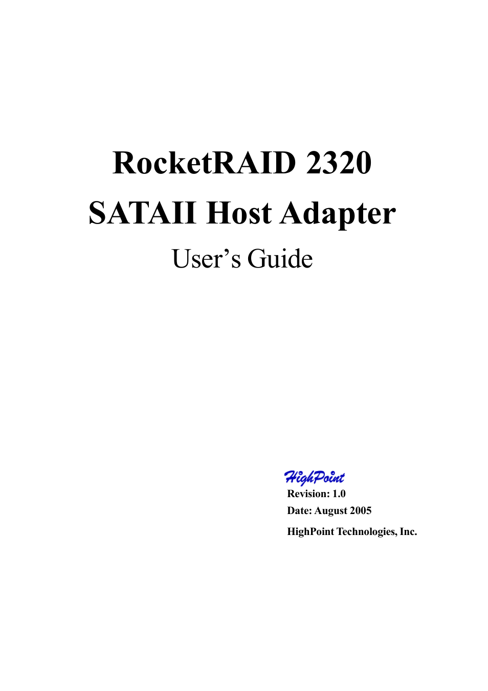 HighPoint RocketRAID 2320 User Manual | 77 pages