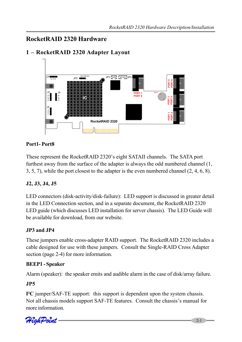 Rocketraid 2320 hardware | HighPoint RocketRAID 2320 User Manual | Page 11 / 77