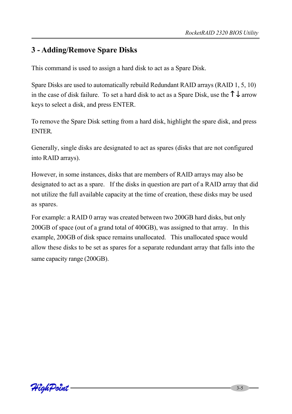 3 - adding/remove spare disks | HighPoint RocketRAID 2320 User Manual | Page 21 / 77