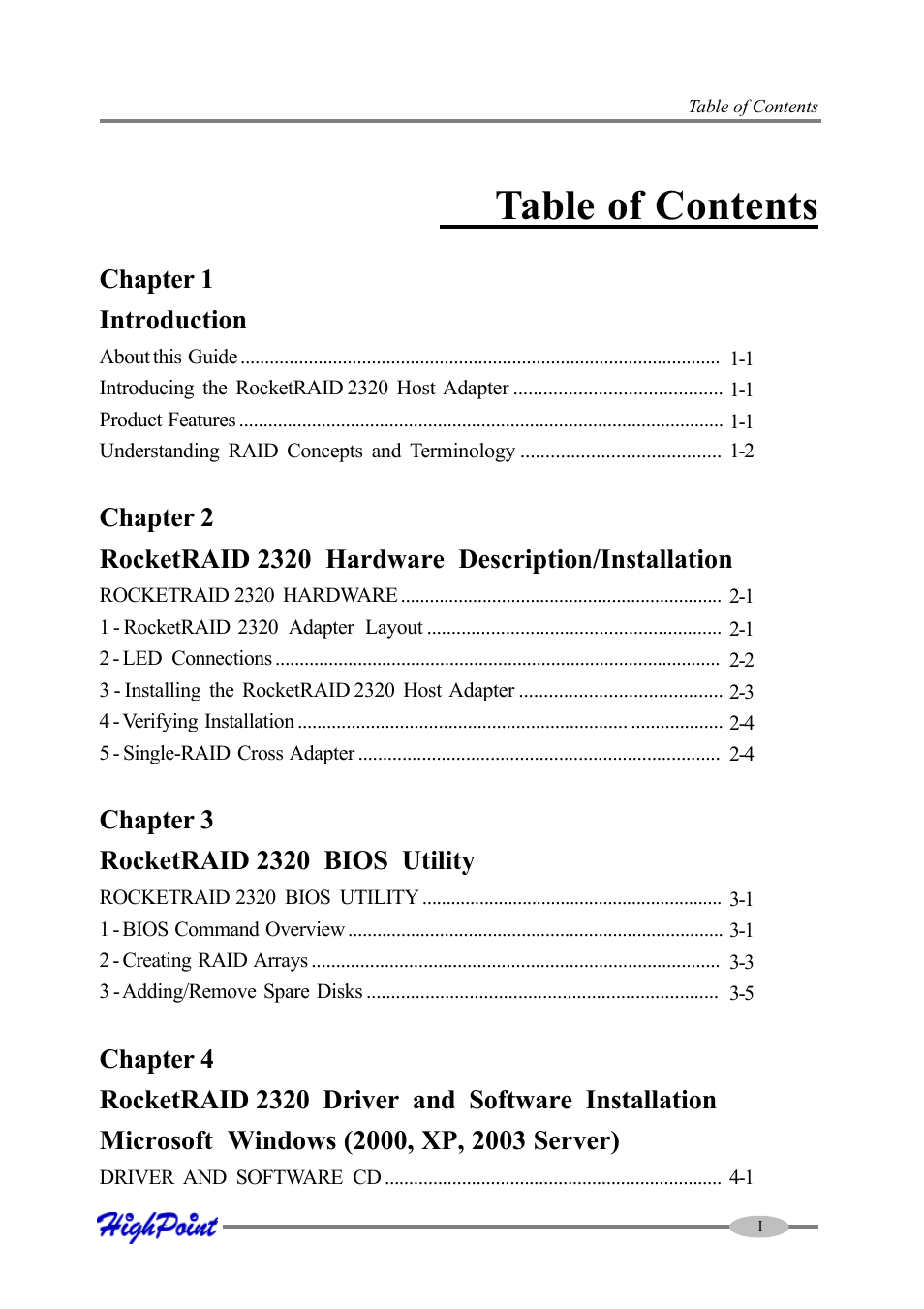 HighPoint RocketRAID 2320 User Manual | Page 3 / 77