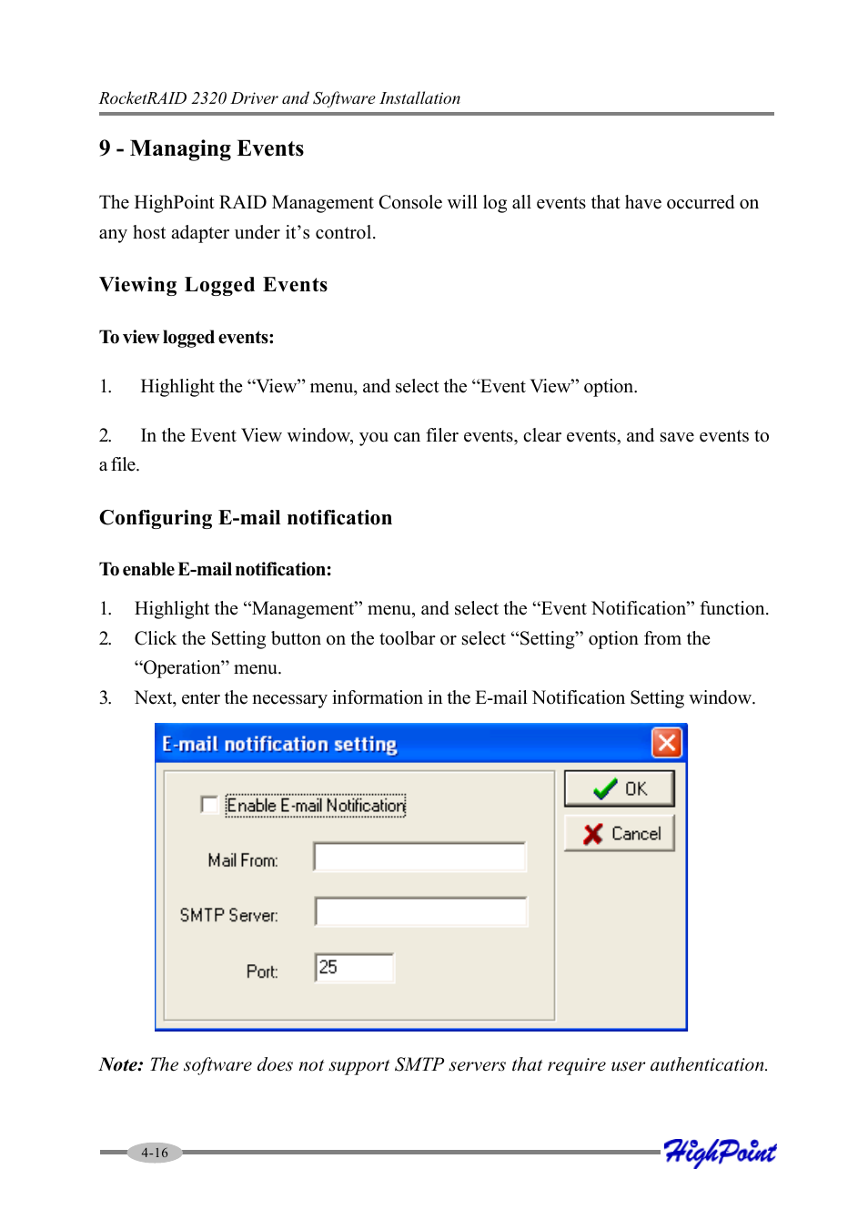 9 - managing events | HighPoint RocketRAID 2320 User Manual | Page 38 / 77