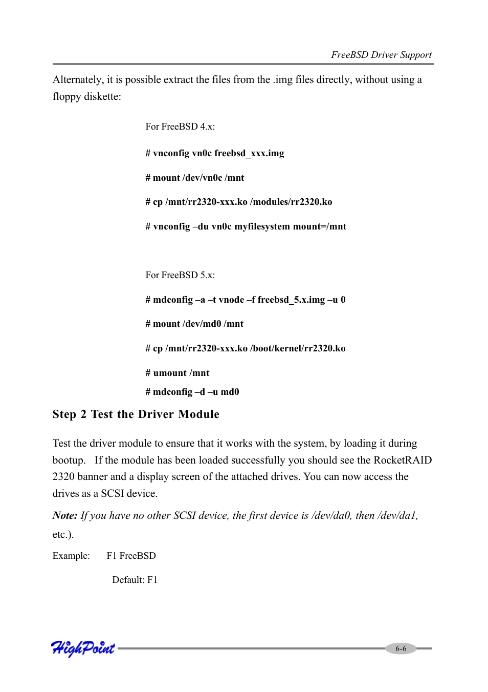 Step 2 test the driver module | HighPoint RocketRAID 2320 User Manual | Page 71 / 77