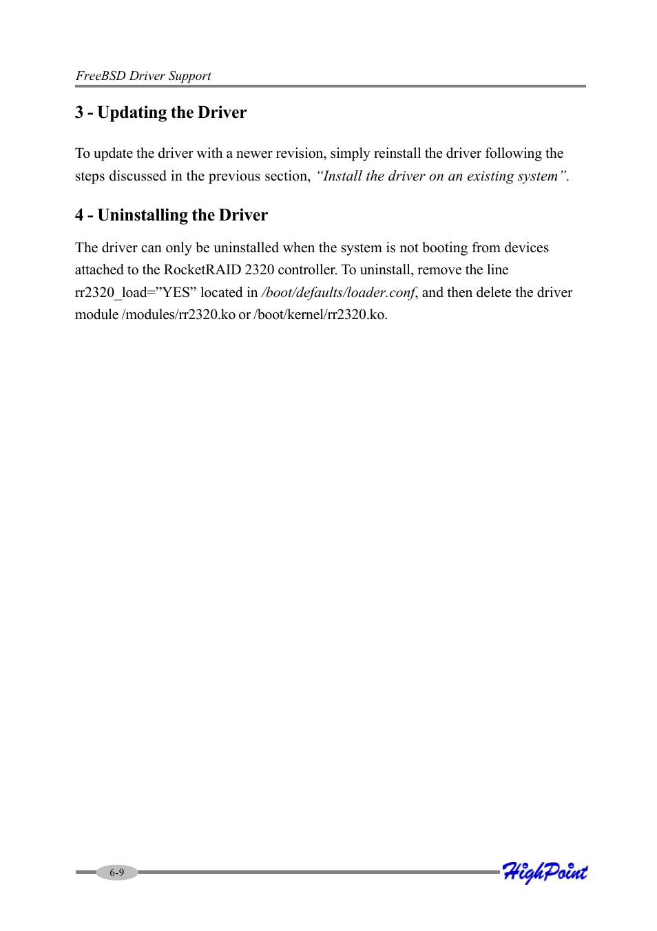 3 - updating the driver, 4 - uninstalling the driver | HighPoint RocketRAID 2320 User Manual | Page 74 / 77