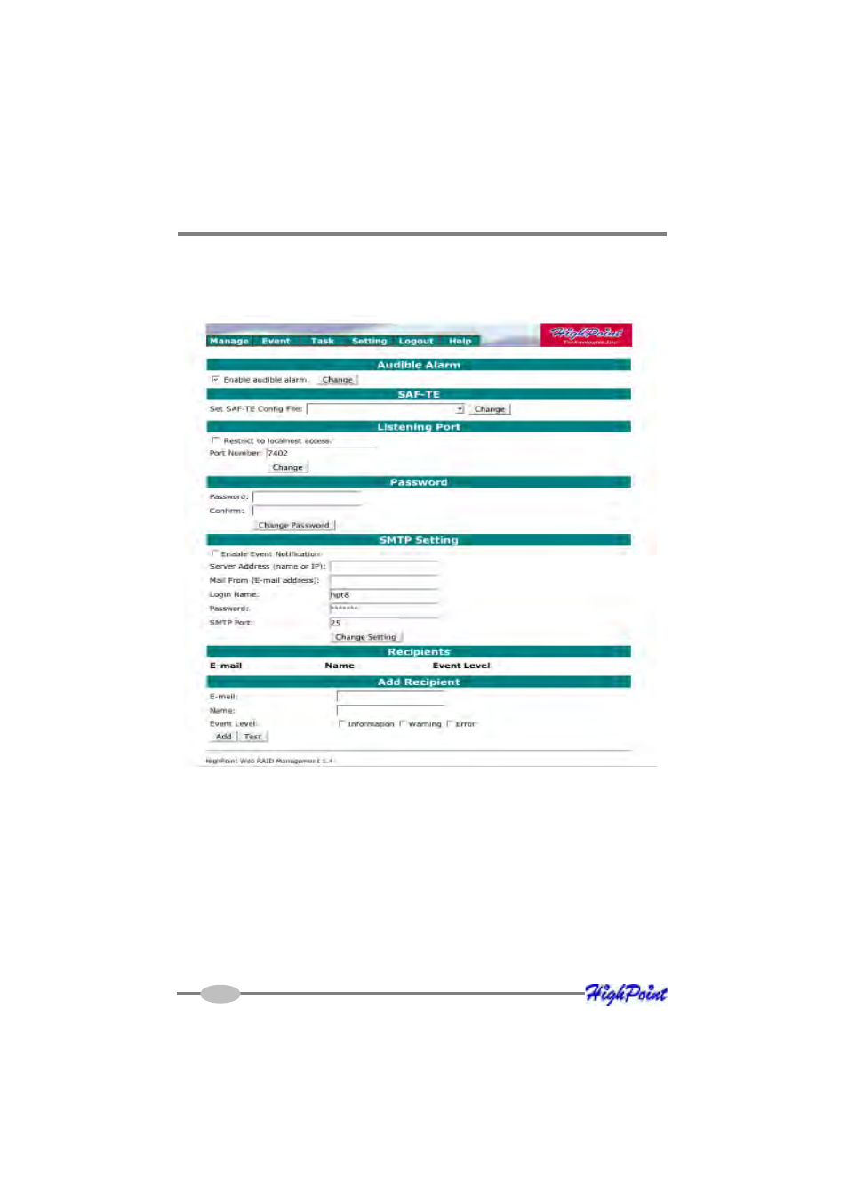 7 settings | HighPoint RocketRAID 2314 User Manual | Page 88 / 92