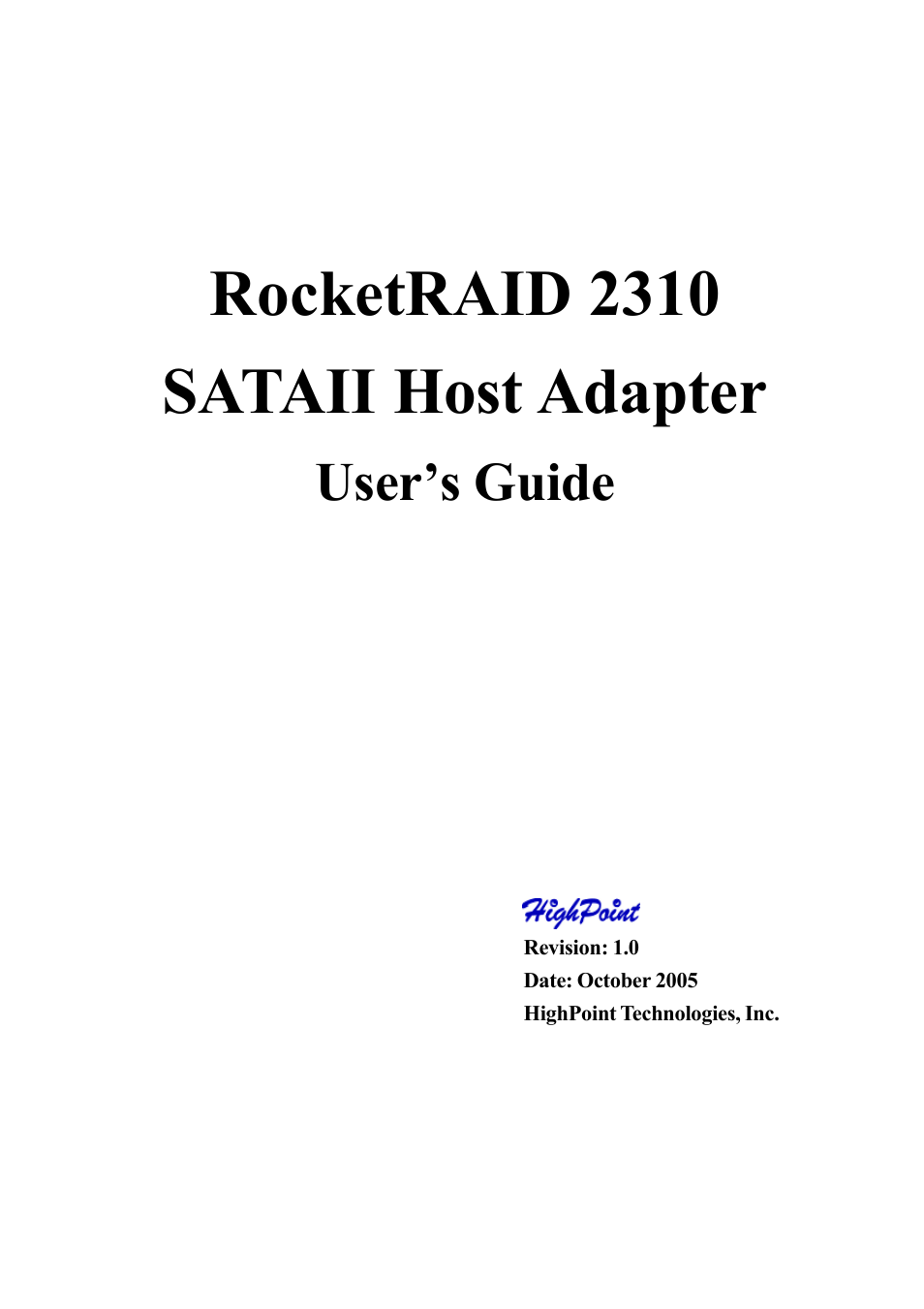 HighPoint RocketRAID 2310 User Manual | 75 pages