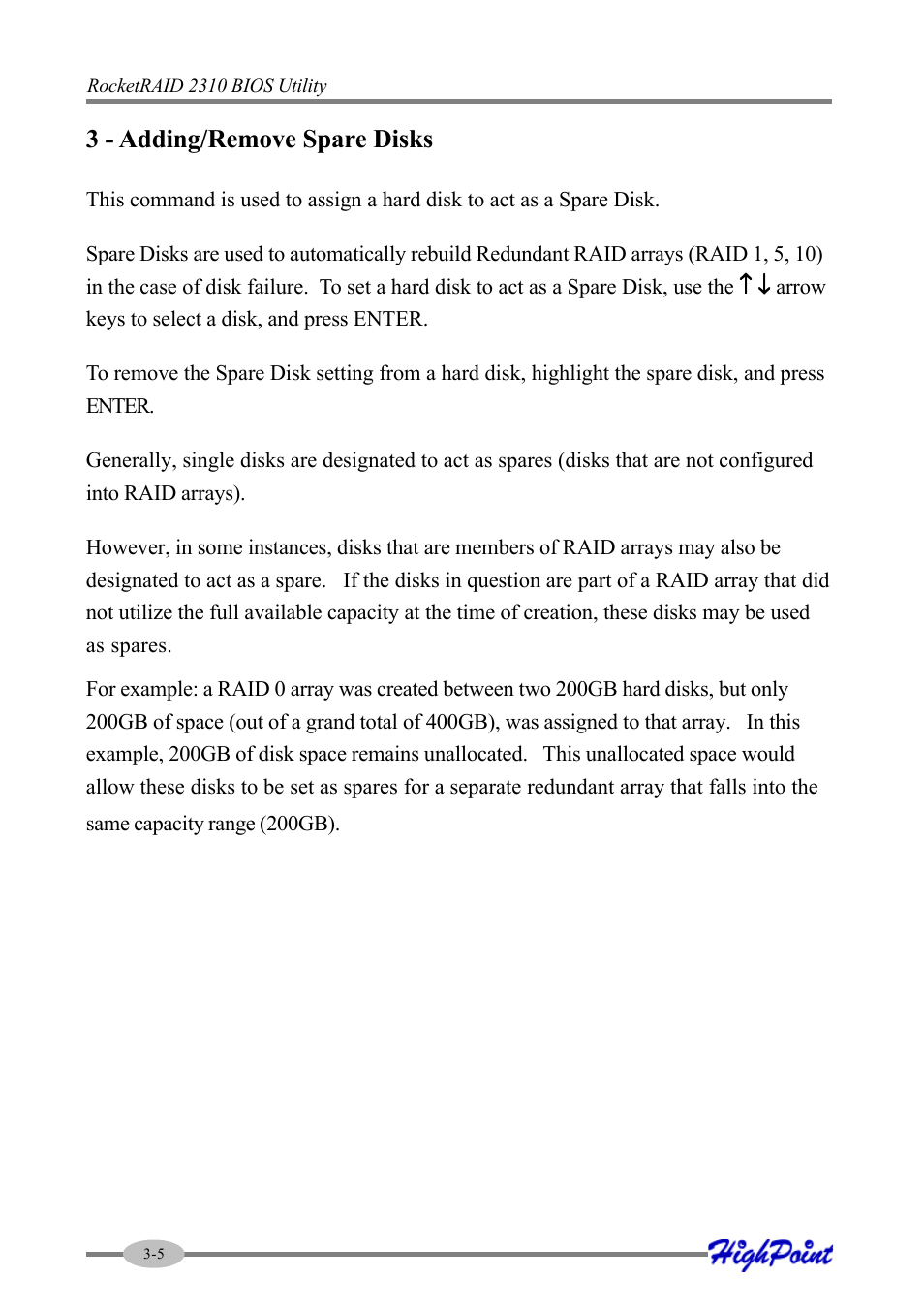 3 - adding/remove spare disks | HighPoint RocketRAID 2310 User Manual | Page 20 / 75