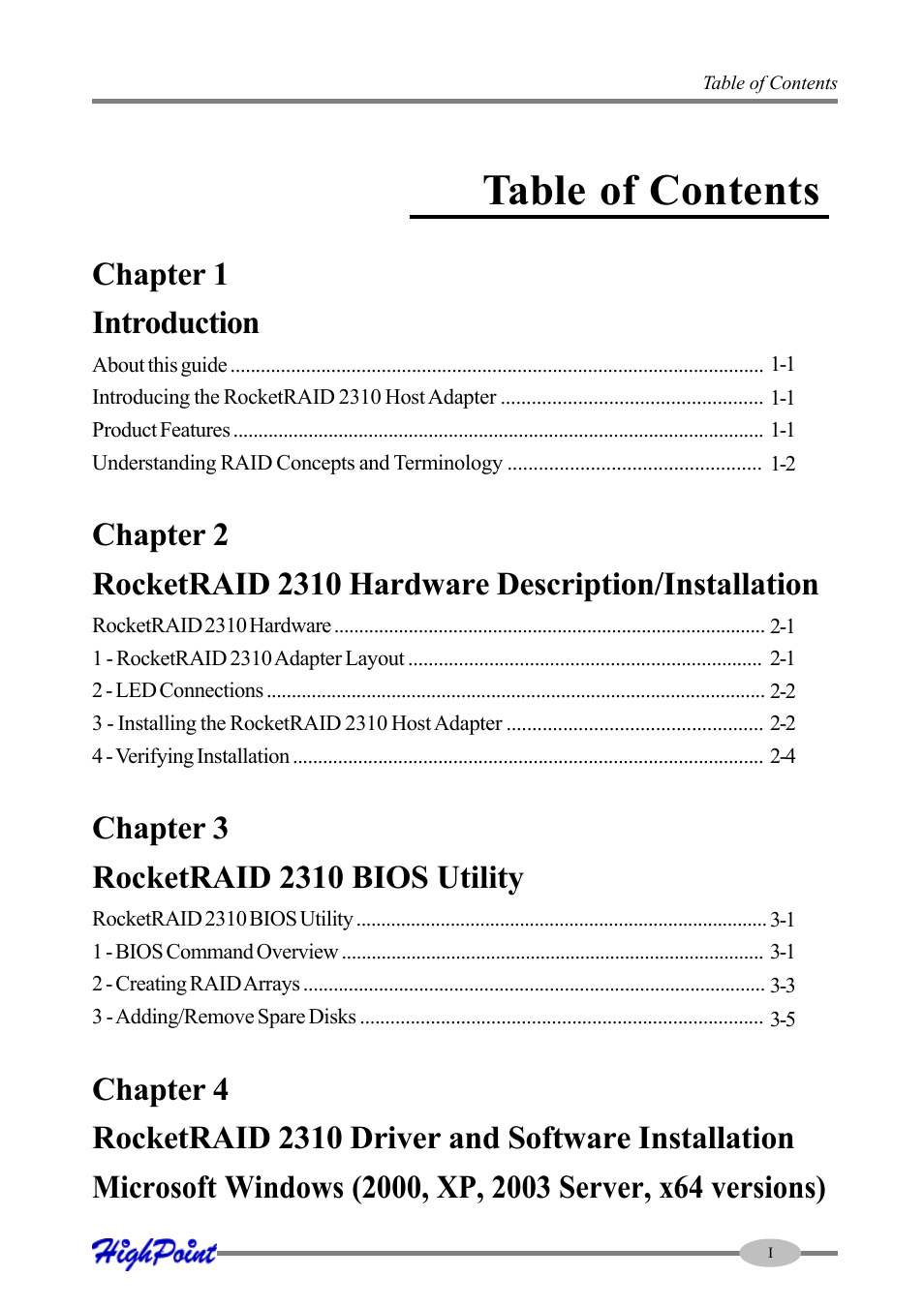 HighPoint RocketRAID 2310 User Manual | Page 3 / 75
