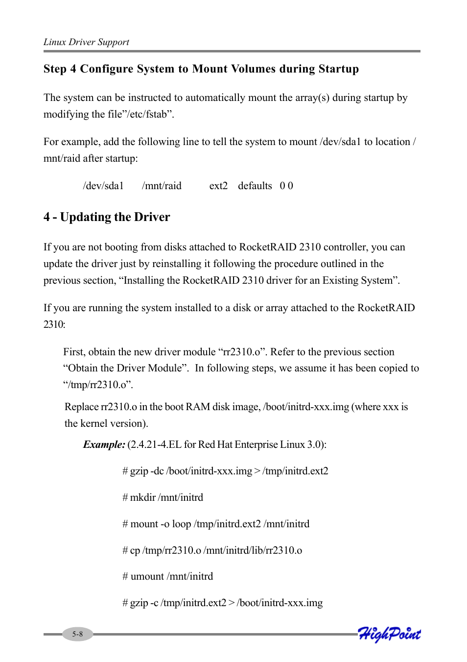 4 - updating the driver | HighPoint RocketRAID 2310 User Manual | Page 56 / 75