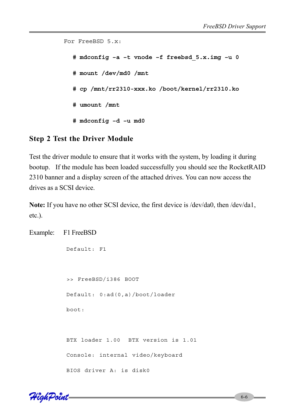 Step 2 test the driver module | HighPoint RocketRAID 2310 User Manual | Page 69 / 75