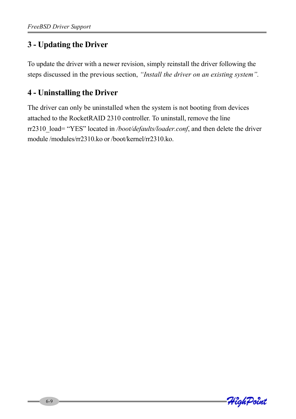 3 - updating the driver, 4 - uninstalling the driver | HighPoint RocketRAID 2310 User Manual | Page 72 / 75