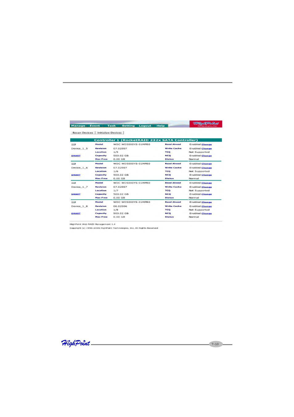 4 device management | HighPoint RocketRAID 2210 User Manual | Page 89 / 99