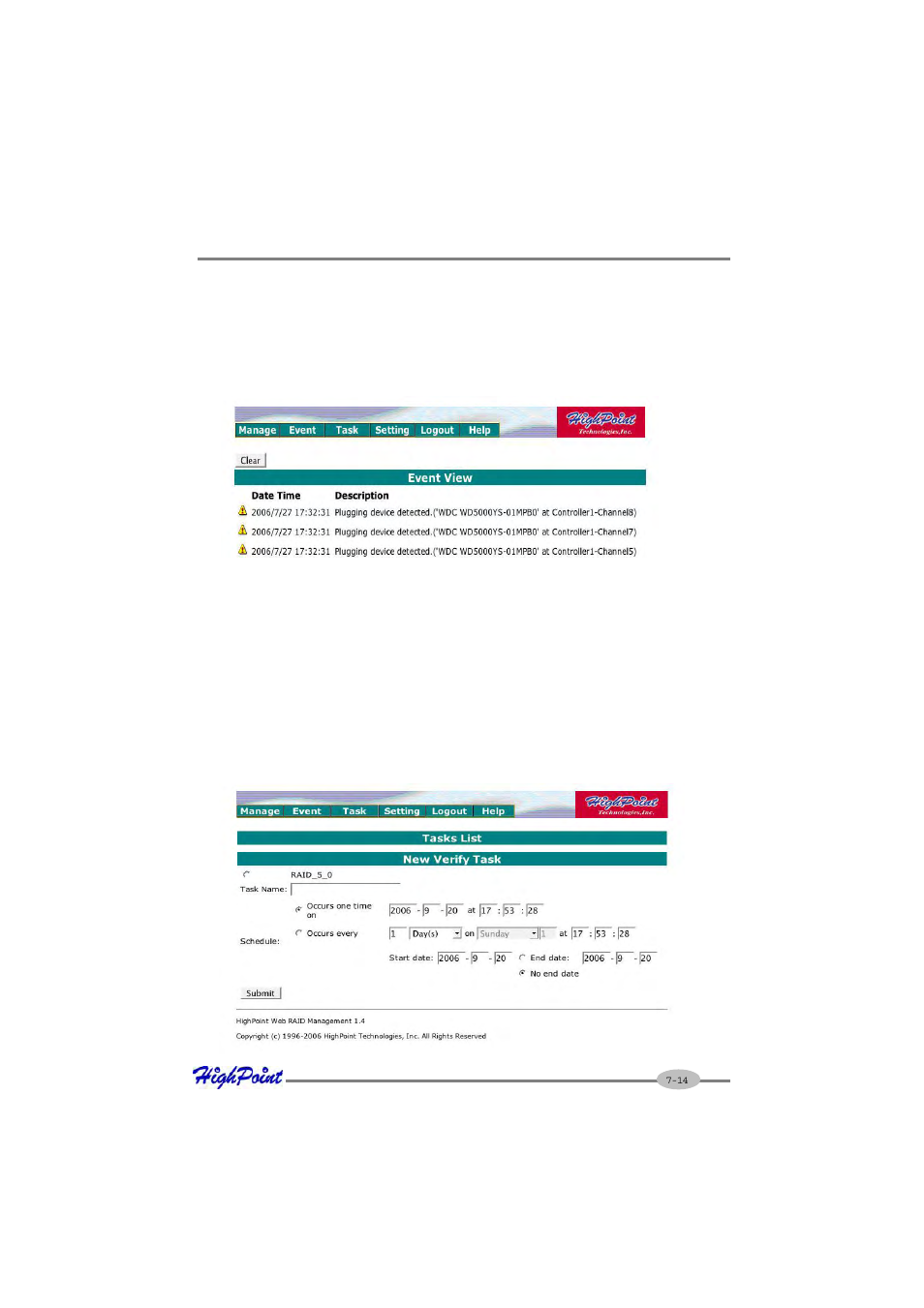 6 managing events and tasks | HighPoint RocketRAID 2210 User Manual | Page 93 / 99