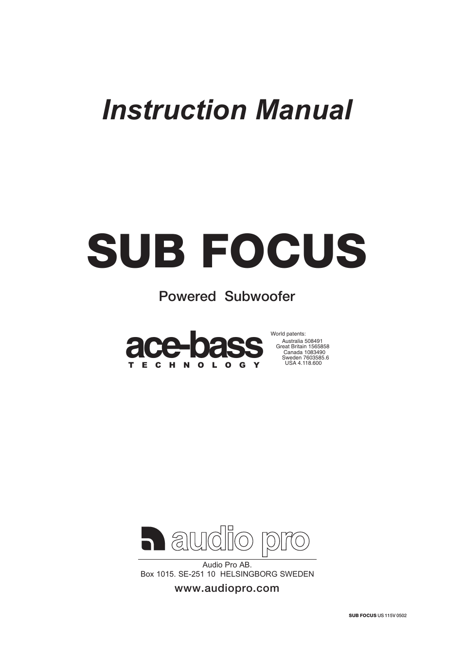 Audio Pro 115V 0502 User Manual | 6 pages